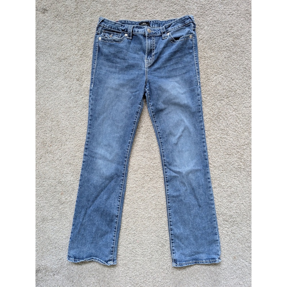 True Religion Becca Bootcut Jeans Women 33 Blue Denim Contrast Stitching